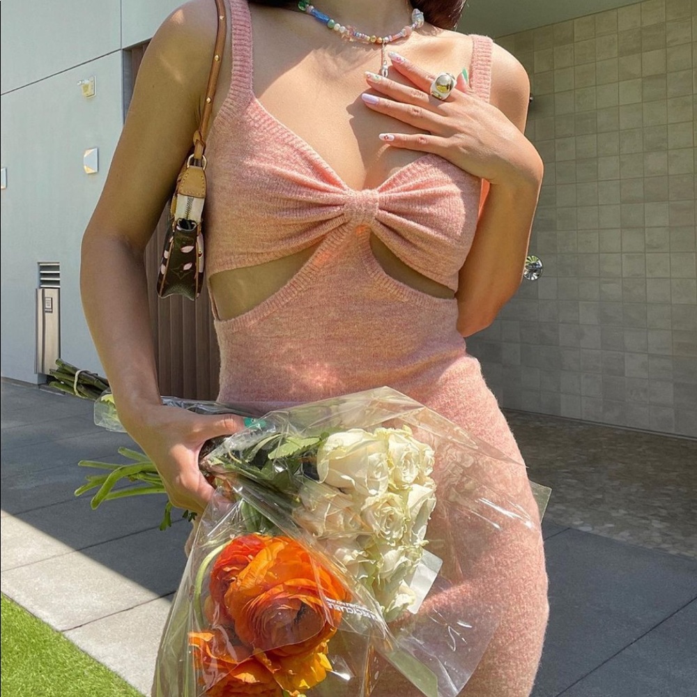 Shop resurrection peach mini knit dress